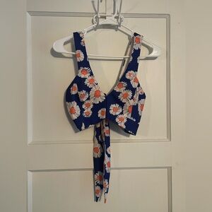 Navy Floral Crop Top